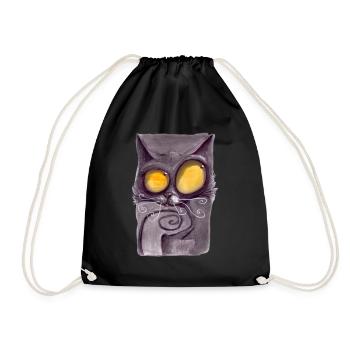 Serial Cat 14 - Drawstring Bag - black - Front