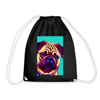 Mops Hund - Turnbeutel - Schwarz - Vorne