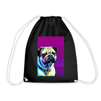 Mops Hund - Turnbeutel - Schwarz - Vorne