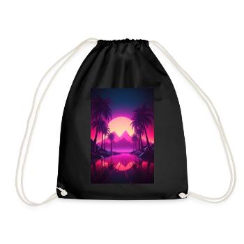 Beachside Beats: Synthwave-Vibes unter Palmen - Turnbeutel - Schwarz - Vorne
