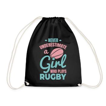 Rugby Spieler Mädchen - Turnbeutel - Schwarz - Vorne
