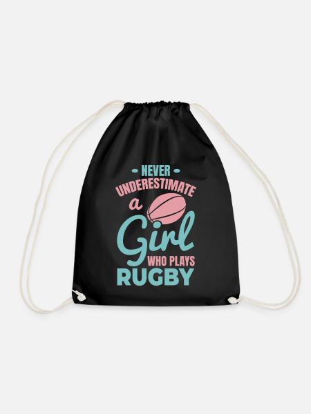 Rugby Spieler Mädchen - Turnbeutel - Schwarz