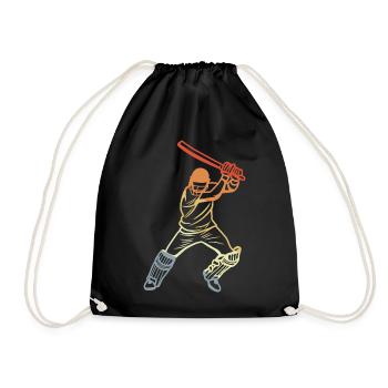 Vintage Cricket Player - Drawstring Bag - black - Front