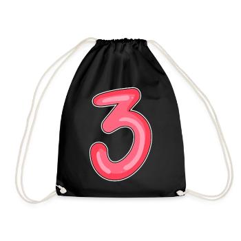 3 - Drei - Turnbeutel - Schwarz - Vorne