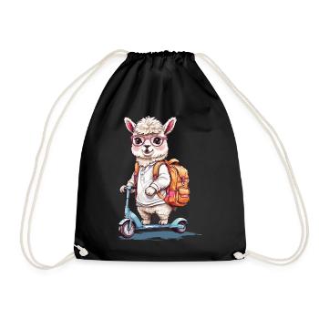 Conception mignonne de l’école de scooter d’étudiant en alpaga - Sac de sport léger - noir - Devant