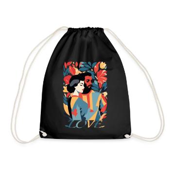 Abstract Art Man and Woman - Drawstring Bag - black - Front