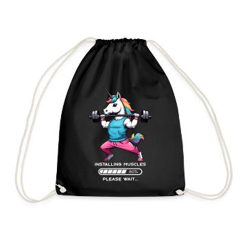 Bodybuilder Einhorn - Turnbeutel - Schwarz - Vorne