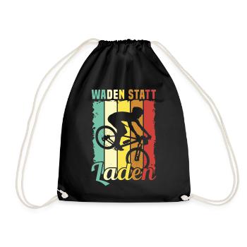 Waden statt Laden Rennrad Radsport Spruch Sprüche - Turnbeutel - Schwarz - Vorne
