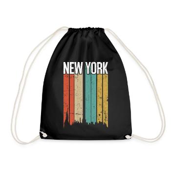 New York Colorstripe Retro - Drawstring Bag - black - Front