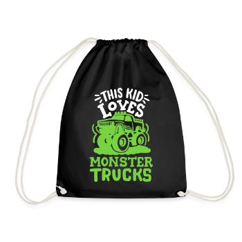 Monstertrucks für Kinder - Turnbeutel - Schwarz - Vorne