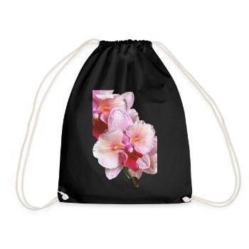 Phalaenopsis Swan Blush Peloric Orchid Blossom - Drawstring Bag - black - Front