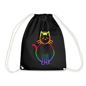 80er 90er Retro Vintage Katze Katzen Kätzchen - Turnbeutel - Schwarz - Vorne