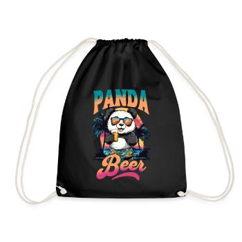 Panda Beer Beer Bear Alcohol Party Summer Funny - Drawstring Bag - black - Front