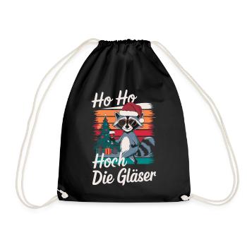 raton laveur Noël vin drôle de dicton - Sac de sport léger - noir - Devant