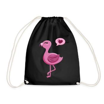Flamant rose mignon avec coeur - Sac de sport léger - noir - Devant