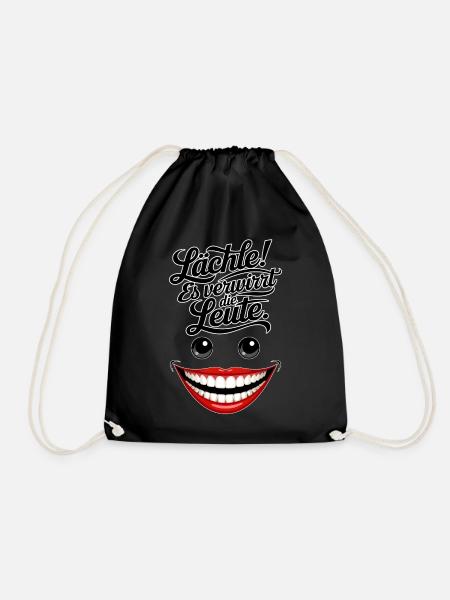 Always smiling - Drawstring Bag - black