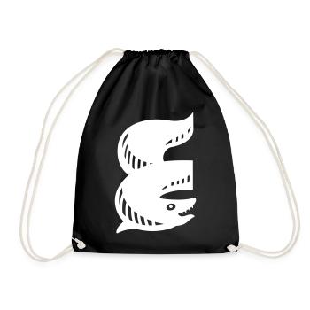 Fish Symbol | E Letter | white Vectorgraphic - Drawstring Bag - black - Front