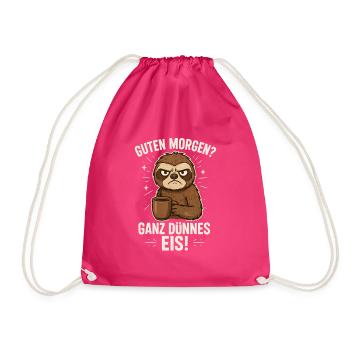 Good Morning Very Thin Sloth Coffee - Drawstring Bag - fuchsia - Front