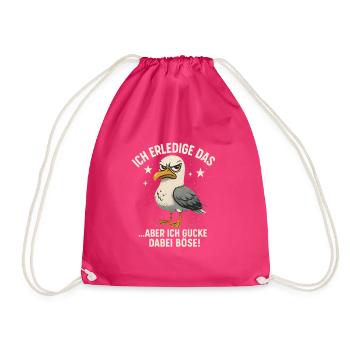 Funny Saying Work Office Job Seagull - Drawstring Bag - fuchsia - Front