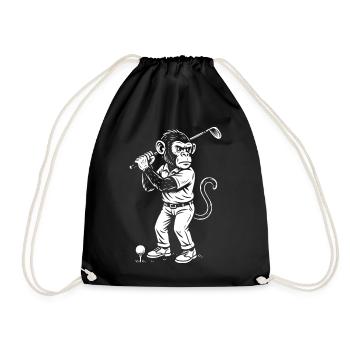 Schimpanse spielt Golf Geschenk - Turnbeutel - Schwarz - Vorne