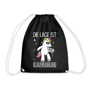 Lustiges Einhorn Bier Party Geschenk Spruch - Turnbeutel - Schwarz - Vorne