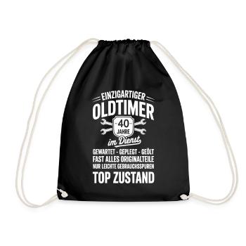 40 years in service - work anniversary oldtimer - Drawstring Bag - black - Front