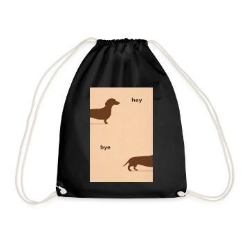 Hey Bye Dackel – Lustiges Hundeposter - Turnbeutel - Schwarz - Vorne