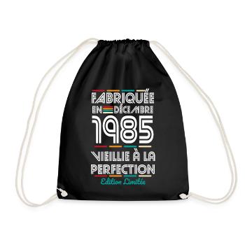 Anniversaire 40 ans - Fabriquée en Décembre 1985 - Sac de sport léger - noir - Devant