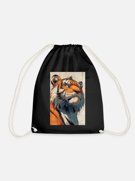 Illustration eines Tigers - Turnbeutel - Schwarz