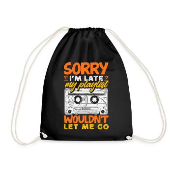Sorry I'm late. - Drawstring Bag - black - Front