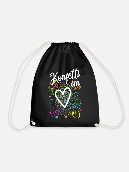 Konfetti im Herzen - Karneval im Blut - Turnbeutel - Schwarz