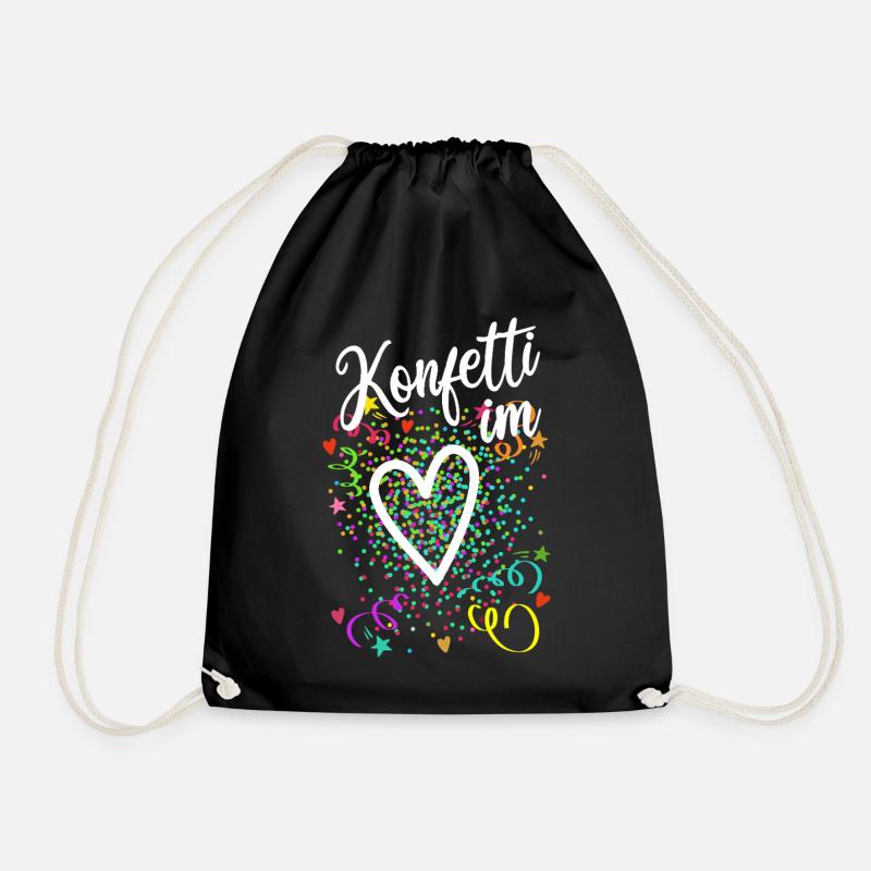 Konfetti im Herzen - Karneval im Blut - Turnbeutel - Schwarz