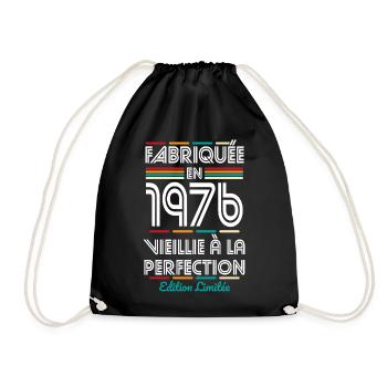 1976 – Hergestellt – Perfekt gereift - Turnbeutel - Schwarz - Vorne
