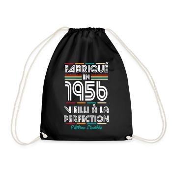 1956 – Made – Aged to perfection - Drawstring Bag - black - Front