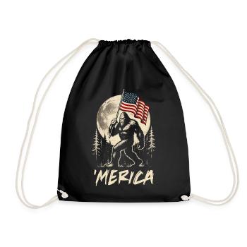 America Bigfoot Moon Funny Bigfoot for Men z - Drawstring Bag - black - Front