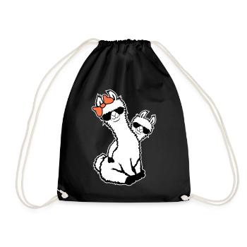 2 Llamas Mom Kid Cool Mom Sunglasses Mom - Drawstring Bag - black - Front