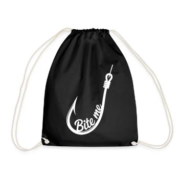 Bite Me Fishing Hook Emblem - Drawstring Bag - black - Front