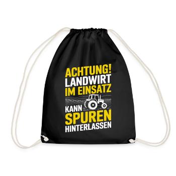  Achtung Landwirt Im Einsatz Kann Spuren - Turnbeutel - Schwarz - Vorne