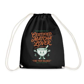 Certified Matcha Lover Green Tea Matcha Latte - Drawstring Bag - black - Front