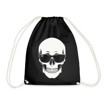 Skeleton with sunglasses in black and white vector - Drawstring Bag - black - Front