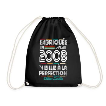 18 Year Anniversary - Made in May 2008 - Drawstring Bag - black - Front