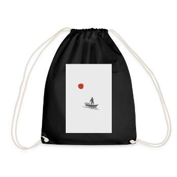Quiet Waters – Minimalist Boat Scene - Turnbeutel - Schwarz - Vorne