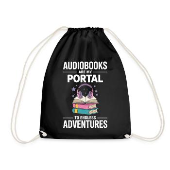 Les livres audio sont mon portail vers des aventures sans fin - Sac de sport léger - noir - Devant