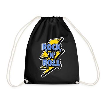 Rock 'N' Roll Logo with Lightning Bolt - Drawstring Bag - black - Front