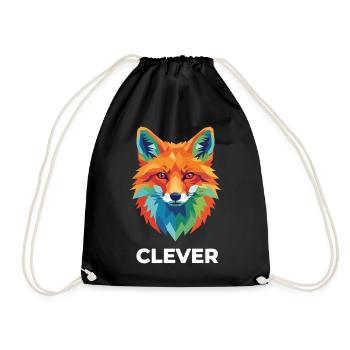 Clever Geometric Fox Colorful Pop Art - Turnbeutel - Schwarz - Vorne