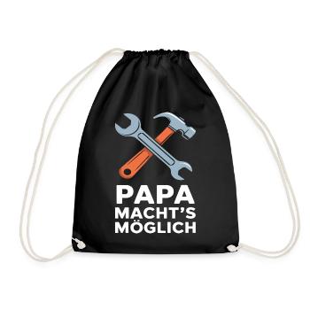 Papa Macht's Möglich Handwerker Spruch Väter - Turnbeutel - Schwarz - Vorne