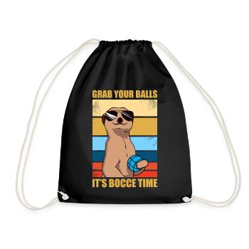 It's bocce time, petanque, boules, boules, players - Drawstring Bag - black - Front