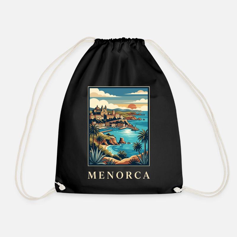Menorca Cliffside Coast Poster Spanien Reiseposter - Turnbeutel - Schwarz