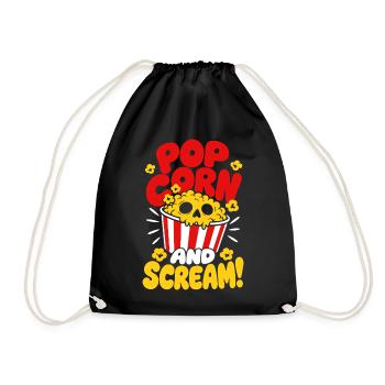 Popcorn And Scream Horror Snack - Drawstring Bag - black - Front