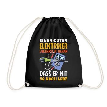 Elektriker Mit 40 Noch Lebt - Turnbeutel - Schwarz - Vorne